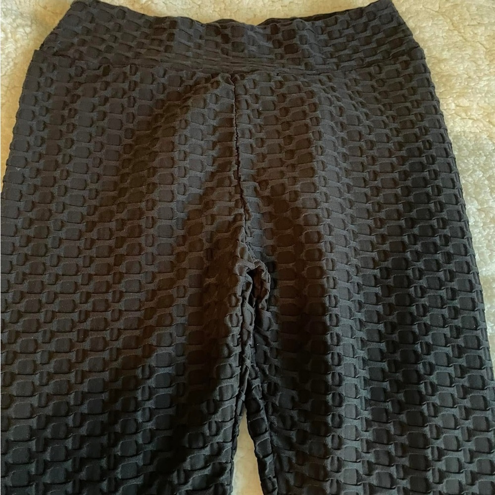 Textured Black Leggings